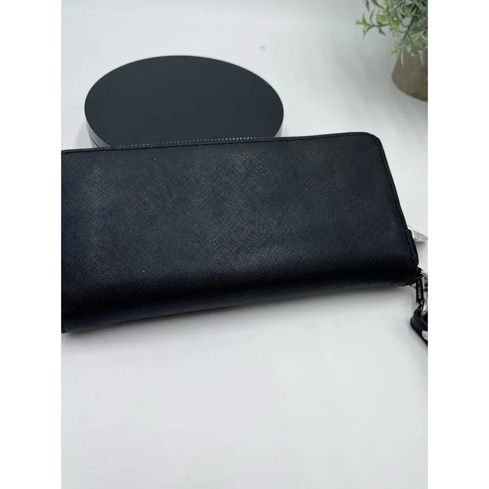Michael Kors Zip-around Continental Black‎ Genuine Leather Jet Set Wallet